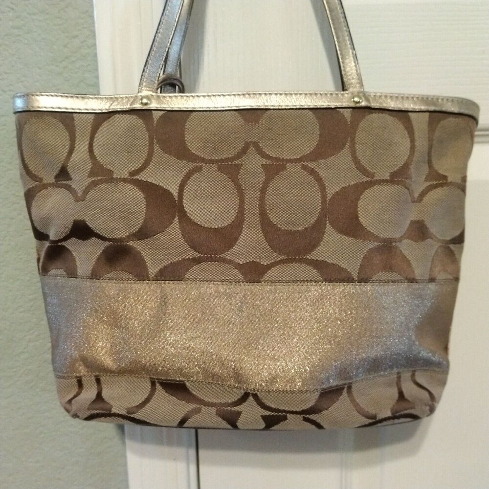Signature Coach Tote Bag Satchel Brown Handbag No J0668-10124 - Picture 3 of 14